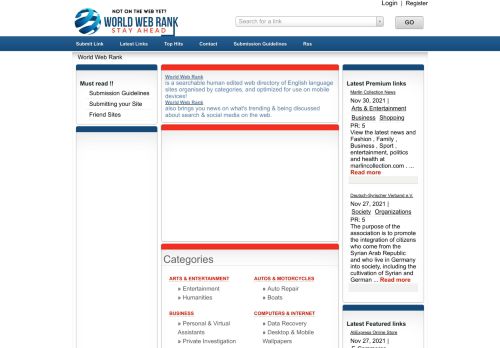 لقطة شاشة لموقع World Web Rank Directory
بتاريخ 01/12/2021
بواسطة دليل مواقع موقعي